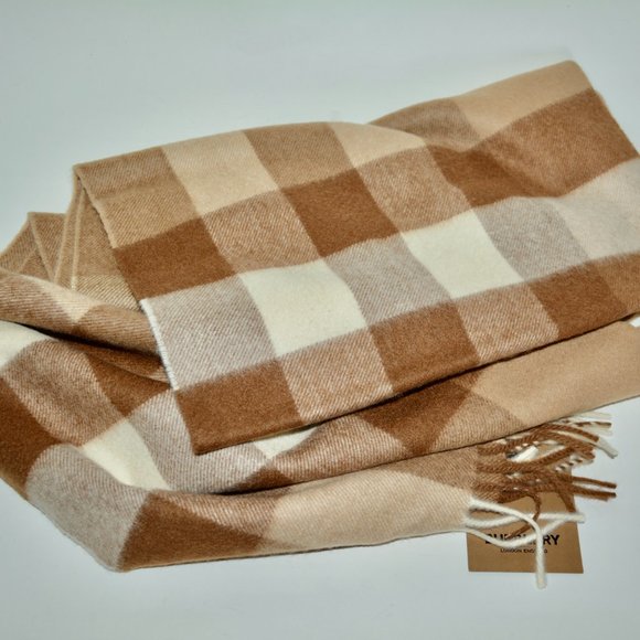 NWT BURBERRY LARGE HALF MEGA CHECK 100% CASHMERE CHECK SCARF - Picture 4 of 9